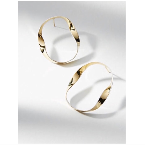 Anthropologie Jewelry - Anthropologie Two-Toned Ribbon Hoop Earrings NWT